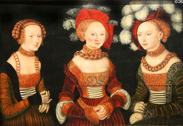 Princesses of Saxony painting (c1535) by Lucas Cranach the Elder at Kunsthistorisches Museum. Vienna, Austria.