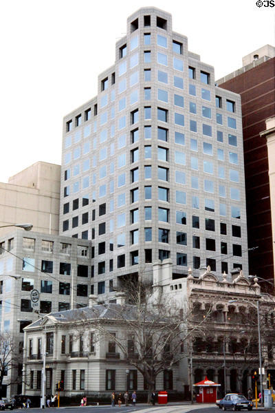 1 Collins Street uses heritage buildings as entrance for modern highrise. Melbourne, Australia.