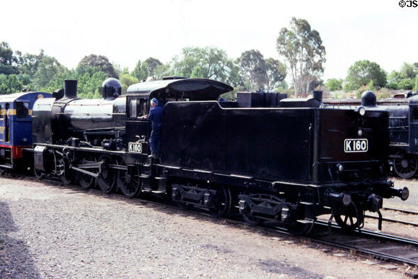 Steam locomotive museum display in Maldon. Maldon, Australia.