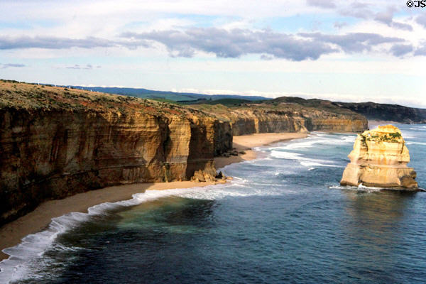Cliffs line beach at Port Campbell National Park in Victoria along Great Ocean Road. Australia.