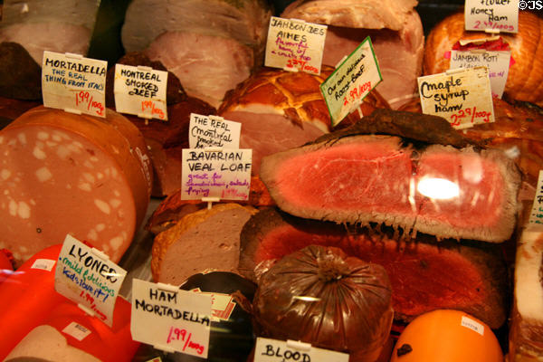 Cold cuts at Granville Island Market. Vancouver, BC.
