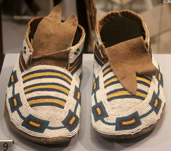Duck Lake, Saskatchewan native beaded moccasins (c1905) at Royal Ontario Museum. Toronto, ON.