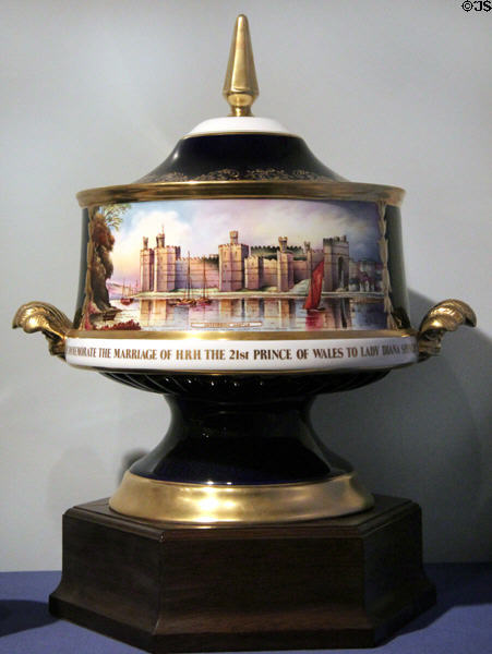 Porcelain cup & cover commemorates marriage of Prince Charles to Lady Diana Spence (1981) by Aynsley China of Stoke-on-Trent at Royal Ontario Museum. Toronto, ON.