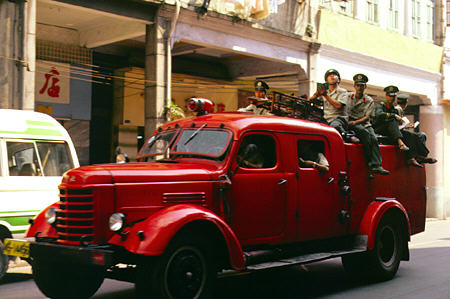 Fire truck on the streets of Guangzhou. China.