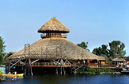 Dining hall of Indian Village Hotel in Guama. Cuba.