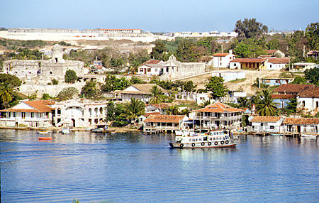 Fort at mouth of harbor across from Pasocaballo Hotel in Cienfuegos. Cuba.