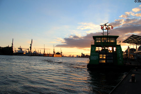 Elbe River at sunset. Hamburg, Germany.