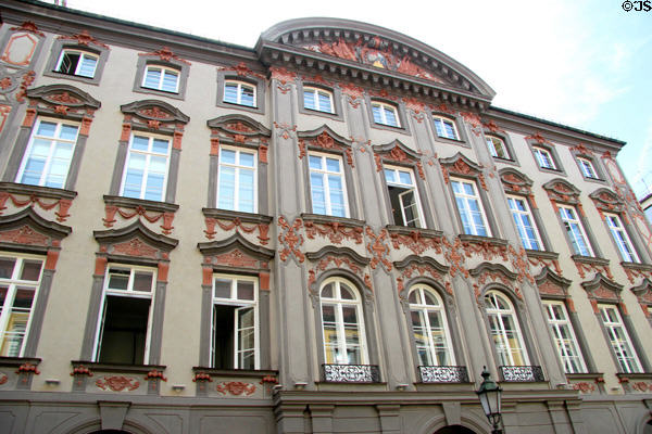Preysing Palace (1737) Rococo Theatinerstraße facade. Munich, Germany.