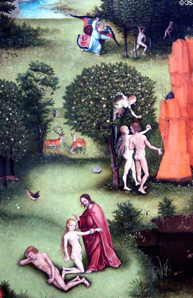 Detail of Last Judgment painting (c1524) by Lucas Cranach the Elder after Hieronymus Bosch at Berlin Gemaldegalerie. Berlin, Germany.
