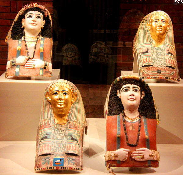 Egyptian mummy masks (1stC CE) at Neues Museum. Berlin, Germany.
