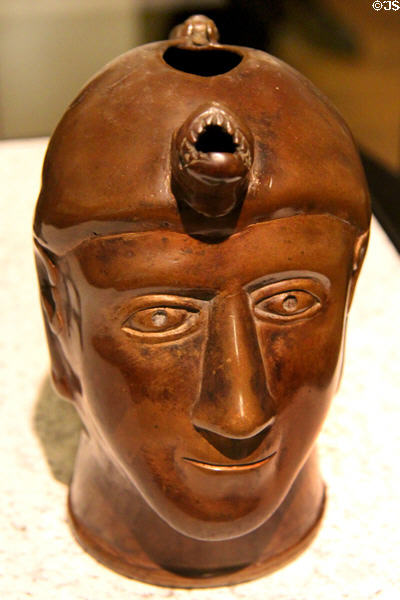 Bronze aquamanile in shape of head (c1270) from lower Saxony at German Historical Museum. Berlin, Germany.
