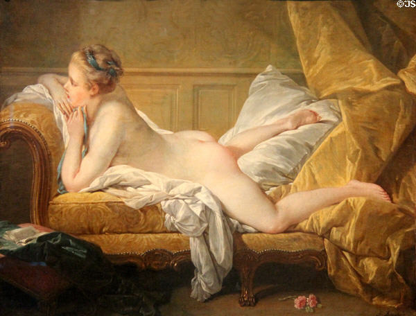 Reclining Girl (Louise O'Murphy) painting (1751) by François Boucher at Wallraf-Richartz Museum. Köln, Germany.
