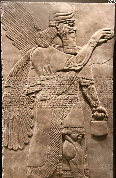 Assyrian two winged genie (c870 BCE) from Nimrud NW Palace of Kings at Museum Ägyptischer Kunst. Munich, Germany.