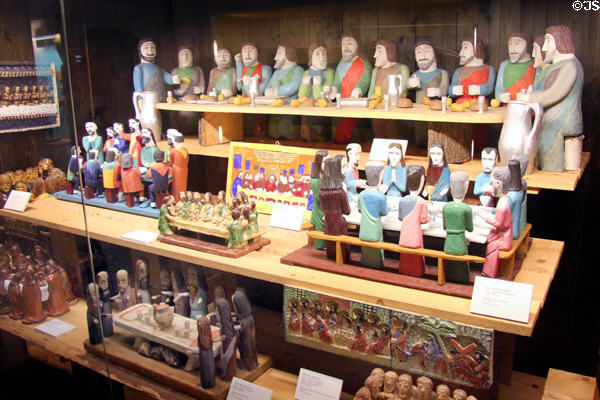 Last Supper carved figures at folk art Collection Gertrud Weinhold. Munich, Germany.