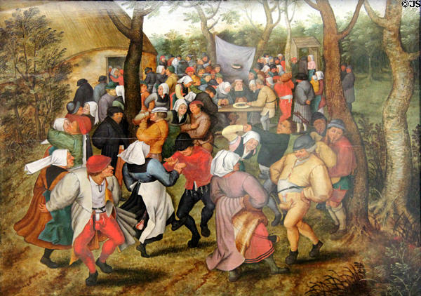 Farmers Wedding painting by Jan Brueghel Elder at Alte Pinakothek. Munich, Germany.