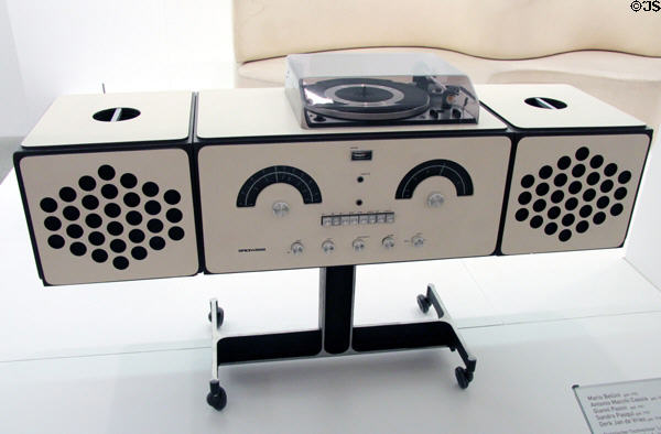 Stereo combination by Achillle Castiglioni & Pier Giacomo Castiglioni for Brionvega of Milan, Italy at Pinakothek der Moderne. Munich, Germany.