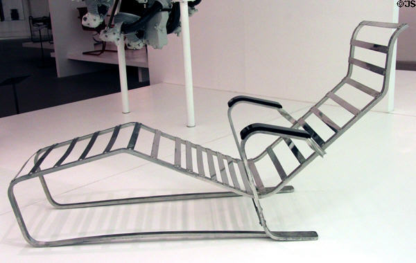 Metal chaise lounge (1932-4) by Marcel Breuer for Embru-Werke AG of Zurich at Pinakothek der Moderne. Munich, Germany.