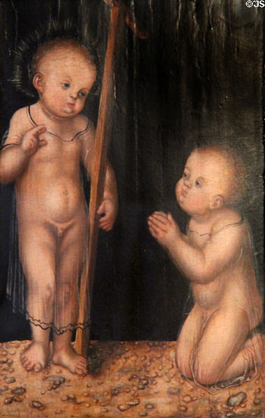 Jesus & John the Baptist as Children painting (c1535) by Lucas Cranach Elder at Bamberg City Museum. Bamberg, Germany.
