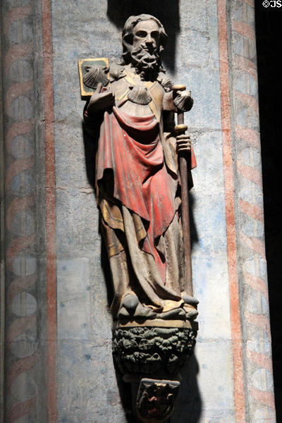 Carving of St James Major at St Sebaldus Church. Nuremberg, Germany.