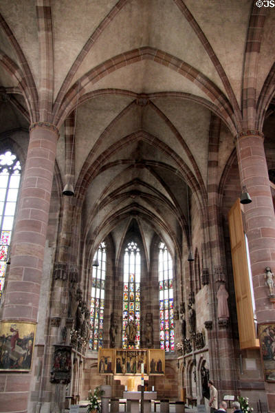 Gothic interior of Frauen Kirche. Nuremberg, Germany.