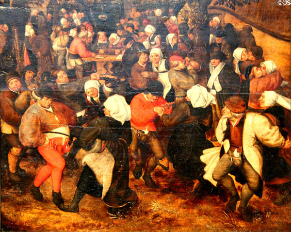 Peasant Wedding in Open painting (c1590) by either Pieter Breughel Younger or Jan Brueghel Elder at Germanisches Nationalmuseum. Nuremberg, Germany.