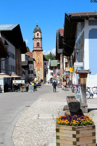 Church of Sts Peter & Paul with typical paintings. Mittenwald, Germany.