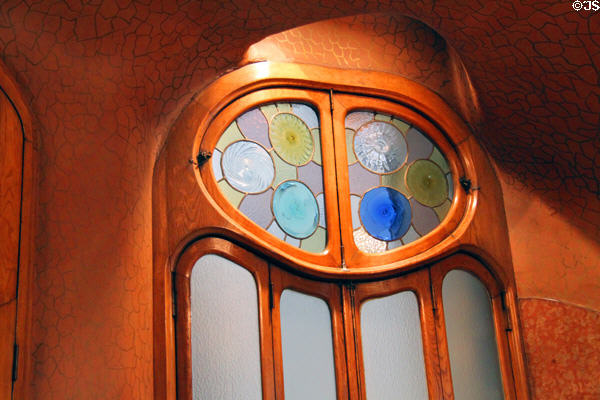 Stained glass window at Casa Batlló. Barcelona, Spain.