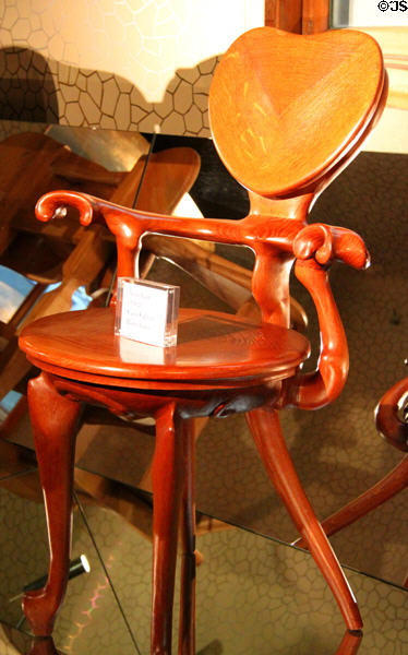 Armchair (1902) designed for Casa Calvet by Antoni Gaudí at Casa Batlló. Barcelona, Spain.