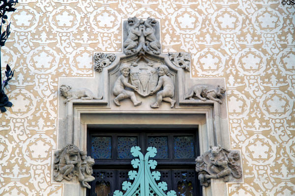 Carved door surround with animals & children at Casa Amatller. Barcelona, Spain.