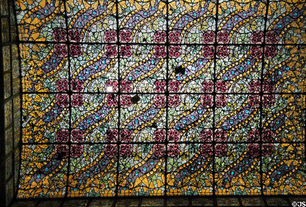 Stained glass skylight in Casa Amatller. Barcelona, Spain.
