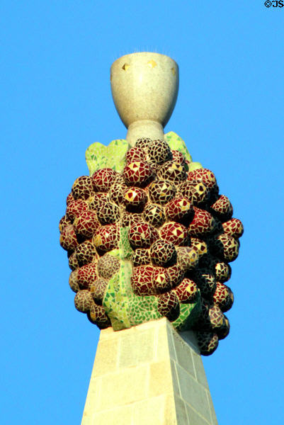 Gaudi's grapes finial atop Sagrada Familia. Barcelona, Spain.