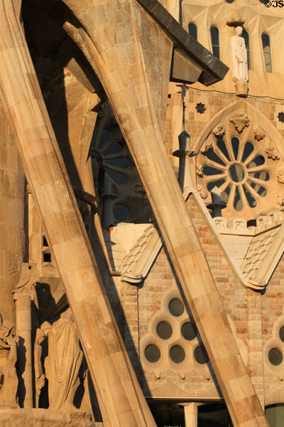 Support columns of Passion Facade at Sagrada Familia. Barcelona, Spain.