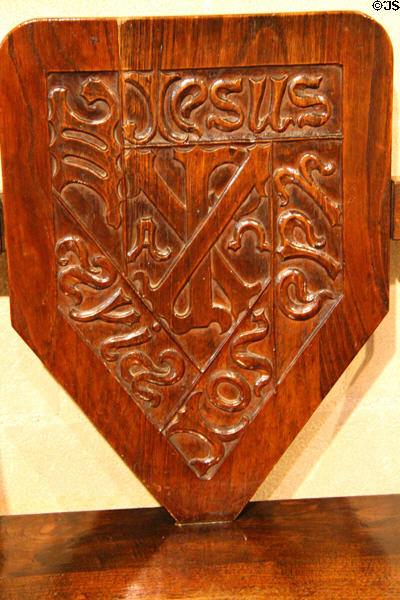Presbyterian chair back (1898) (replica) by Antoni Gaudí at Sagrada Familia. Barcelona, Spain.