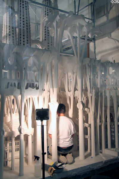 Section of working model in workshop at Sagrada Familia. Barcelona, Spain.