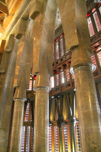 Parabolic arches in intimates hall at Palau Güell. Barcelona, Spain.