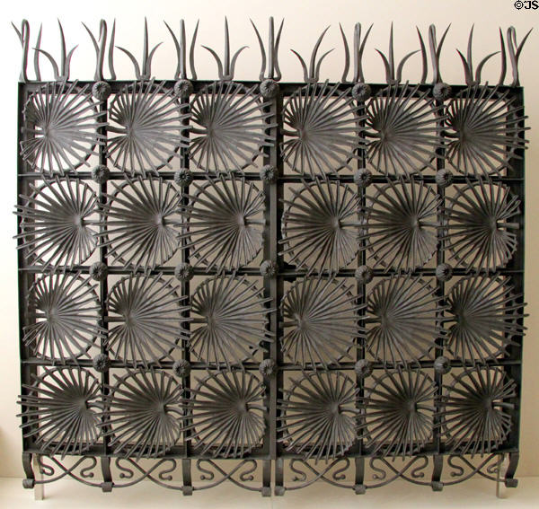 Modernista iron gates (c1883-5) from Casa Vicens in Barcelona by Antoni Gaudí at Museu Nacional d'Art de Catalunya. Barcelona, Spain.