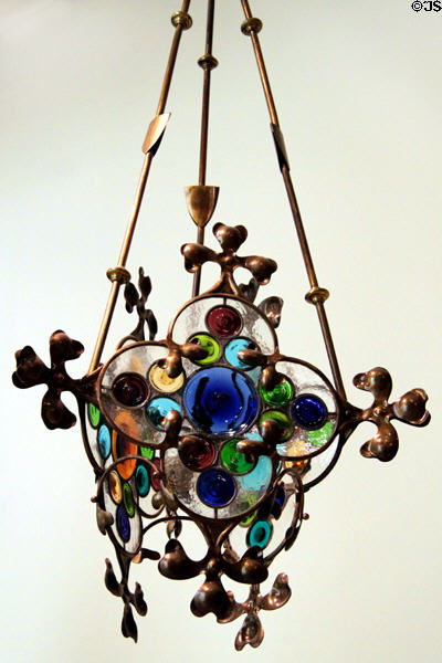 Modernista hanging lamp (c1903-7) by Gaspar Homar at Museu Nacional d'Art de Catalunya. Barcelona, Spain.