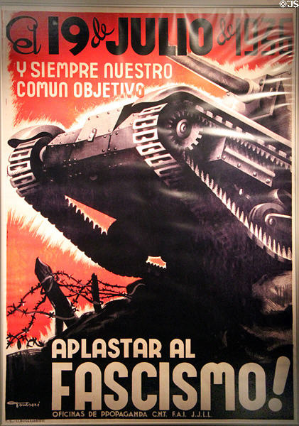 Spanish Civil War poster (1938) by Carles Fontsere at Museum of Decorative Arts. Barcelona, Spain.