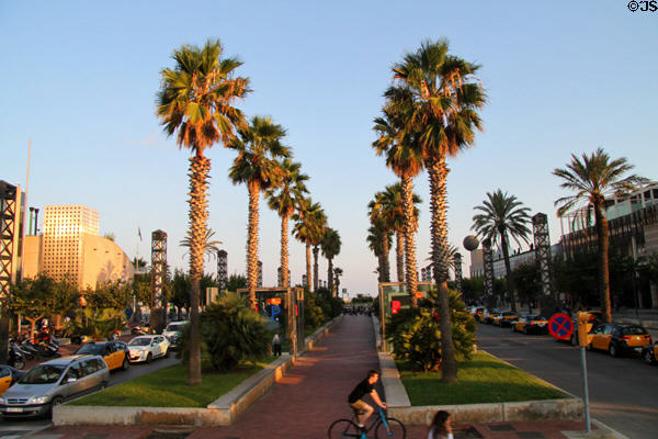 Boulevard running to Barcelona Beach which was part of Olympic Village. Barcelona, Spain.