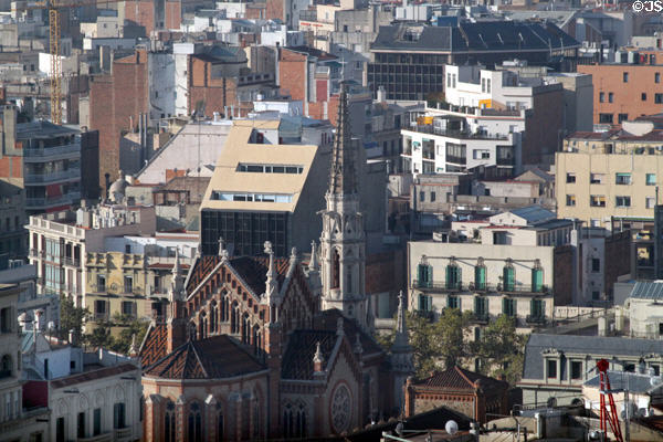 Església i convent de les Saleses (1882-5) (Passeig de Sant Joan 86-92) seen from tower of Sagrada Familia. Barcelona, Spain. Architect: Joan Martorell Montells.