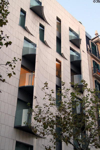 Modern peeled-back windows detail (Carrer del Rosselló at Gràcia). Barcelona, Spain.