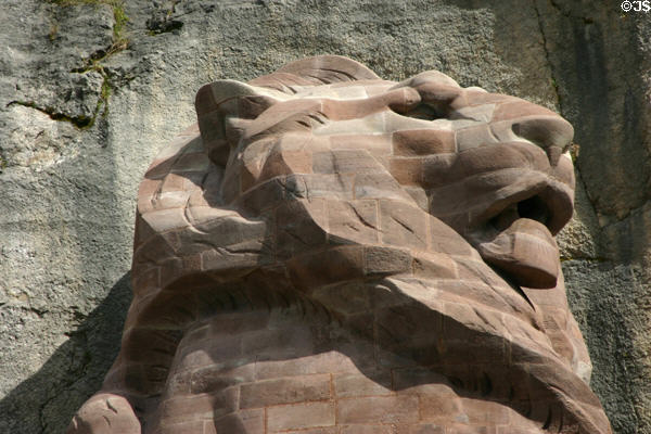 Head of Belfort Lion (1875-80) by Frédéric Auguste Bartholdi who also sculpted the Statue of Liberty. Belfort, France.