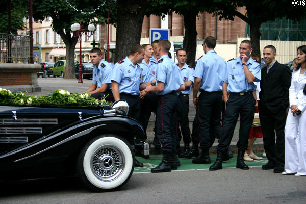 Military guests at wedding at Town Hall. Belfort, France.