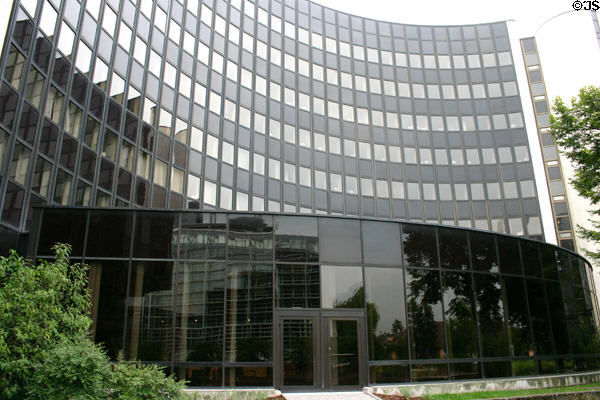 Winston Churchill building holds administrative & support services for European Parliament complex. Strasbourg, France.