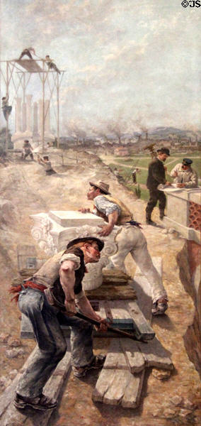 Construction of a Square painting (1892) by Émile Blanchon commissioned for Paris City Hall at Petit Palace Museum. Paris, France.
