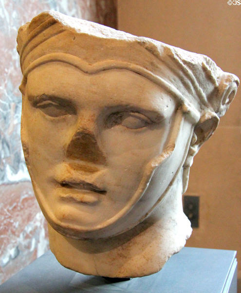 Helmeted portrait of Seleukos I Nikator, king of Syria (305-281 BCE) & companion of Alexander the Great at Louvre Museum. Paris, France.