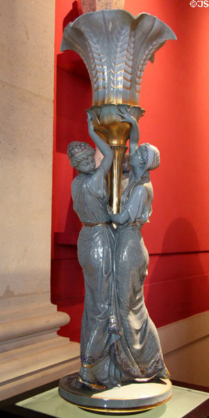 Sèvres porcelain visual centerpiece (surtout) in Egyptian revival style (1862) by Claude-Edouard Forgeot at Sèvres National Ceramic Museum. Paris, France.