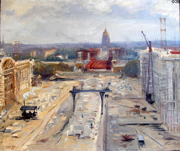 Le Grand & le Petit Palais under construction for 1900 Universal Exposition painting (1899) by Georges Souillet at Carnavalet Museum. Paris, France.