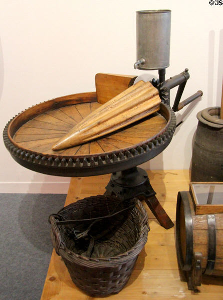 Geared kneading machine used in milk production at Museum of Normandy. Caen, France.