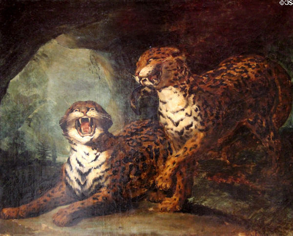 Two Leopards painting by Théodore Géricault at Rouen Museum of Fine Arts. Rouen, France.